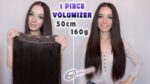 Ekstenzije za kosu, volumizer, 50 cm, 160 g, prije i poslije korištenja, duga ravna smeđa kosa.