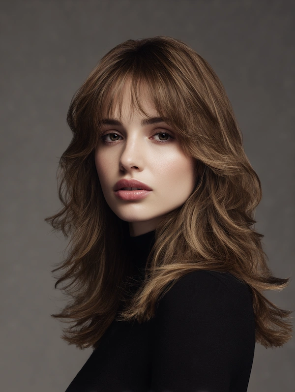 Žena s trokutastim licem i dugom frizurom