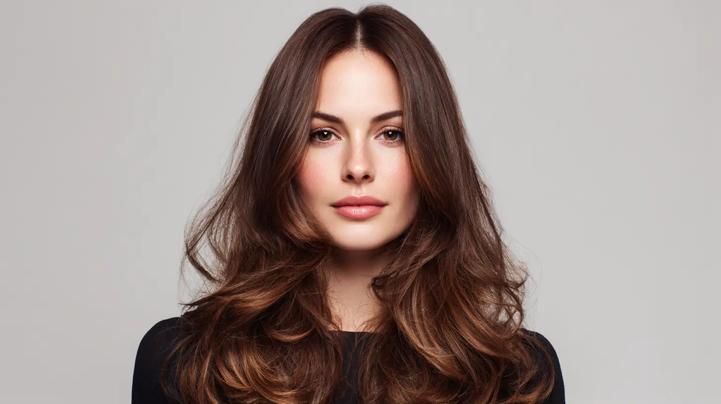 Idealna duga frizura sa slojevima i mekim valovima koja izdužuje i uravnotežuje okruglo lice